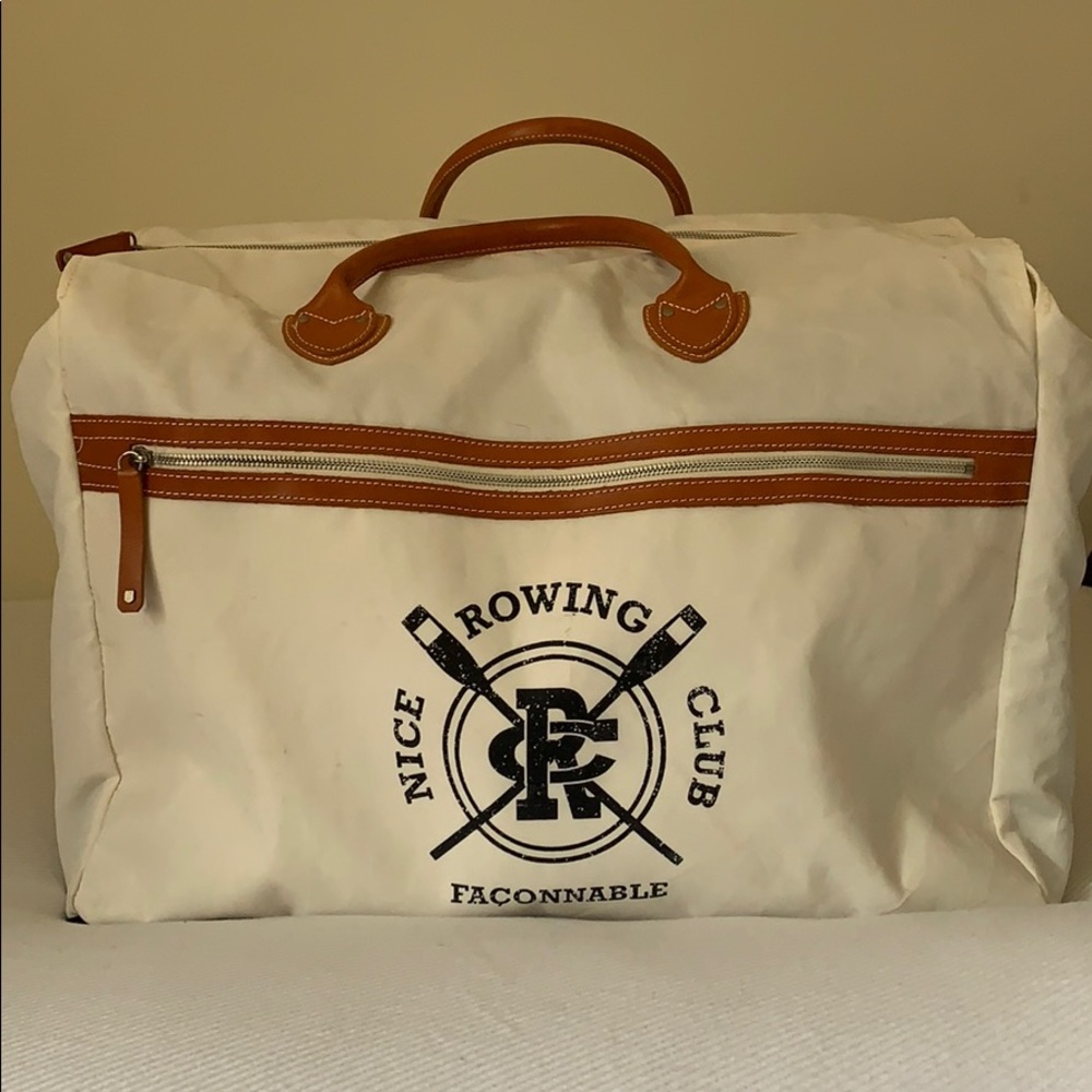 Faconnable Canvas Leather Oversized Rowing Tote
